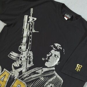Scarface‎ Da Boss Tony Montana Glitter Graphic T-Shirt Mens 2XL Black With Flaw